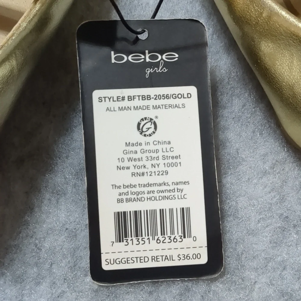 NWT Bebe girls Gold shoes Size 7